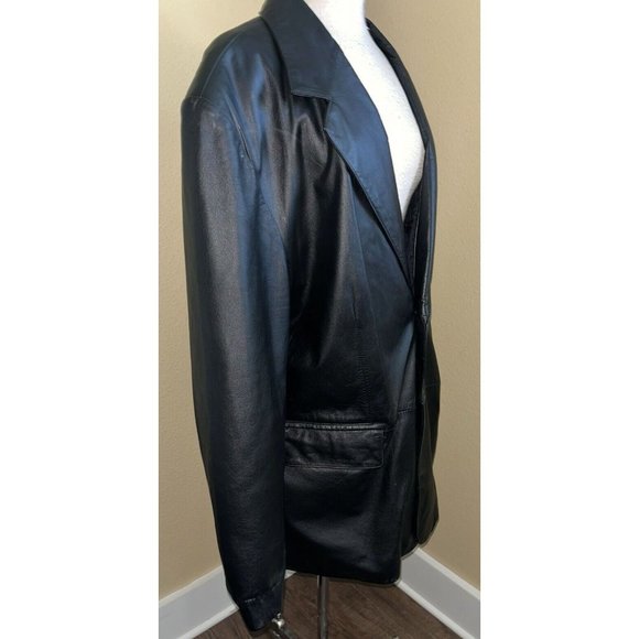 Wilsons Men's Black Leather Dress Jacket Size XXL Dressy Coat 2 Matrix Style 50" - Picture 2 of 11